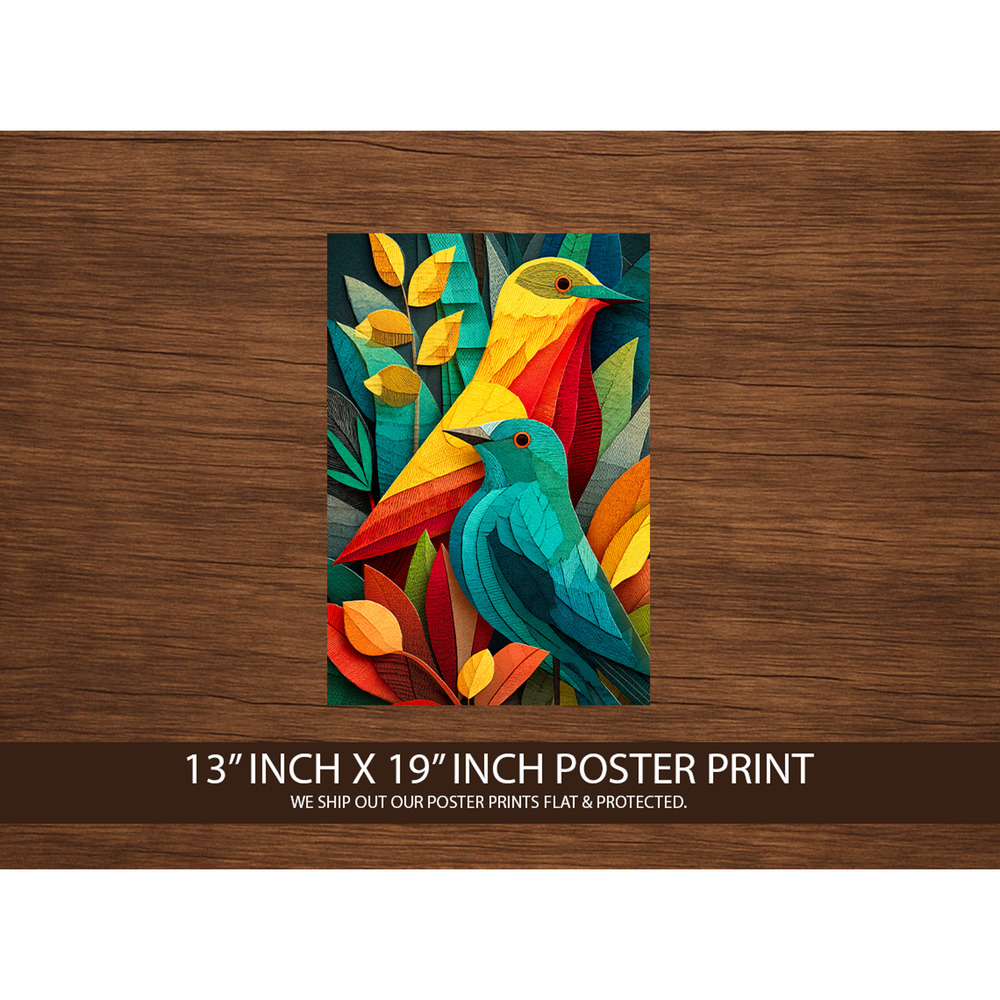 Tropical Birds Poster Print 13x19 – Colorful Jungle Art – Modern Nature Wall